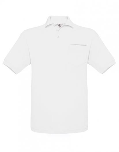 B&C Unisex Polo Safran Pocket– White