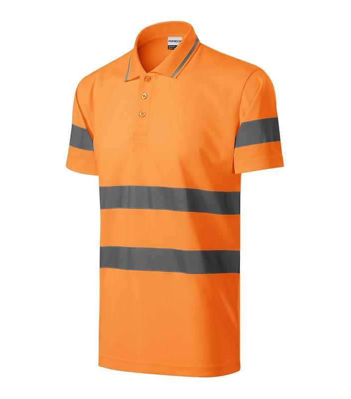 Koszulka polo unisex RIMECK HV Runway 2V9-fluorescencyjny pomarańczowy