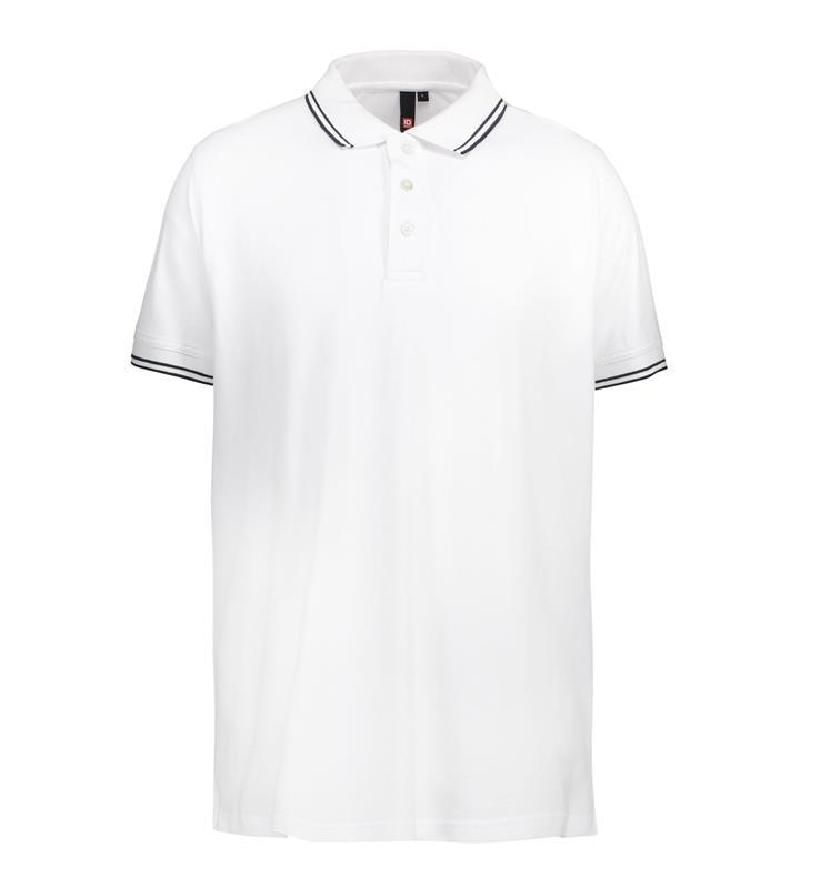 Męska kontrastowa koszulka polo stretch ID 0522-White