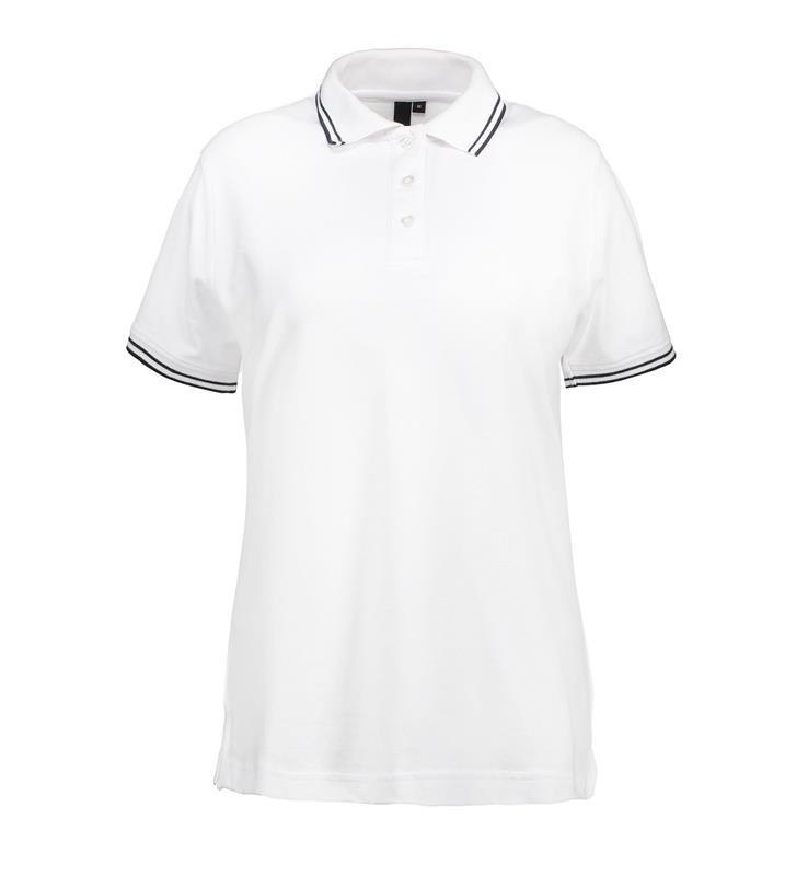 Damska koszulka polo kontrastowa stretch ID 0523-White
