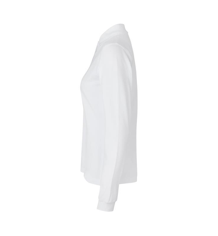 Damska koszulka polo z długim rękawem stretch ID 0545-White