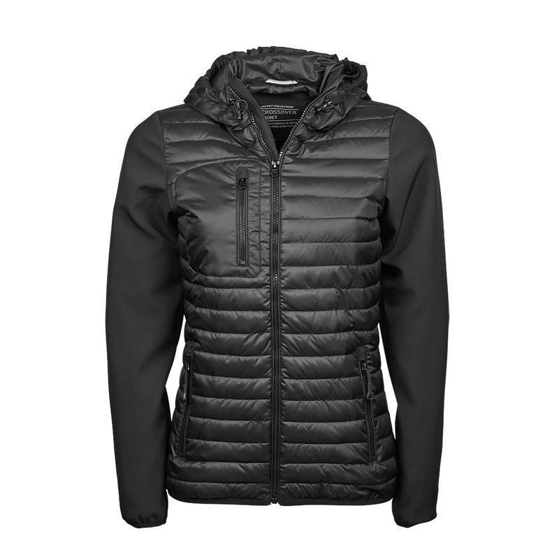 TEE JAYS Women´s Hooded Crossover Jacket TJ9629-Black/Black