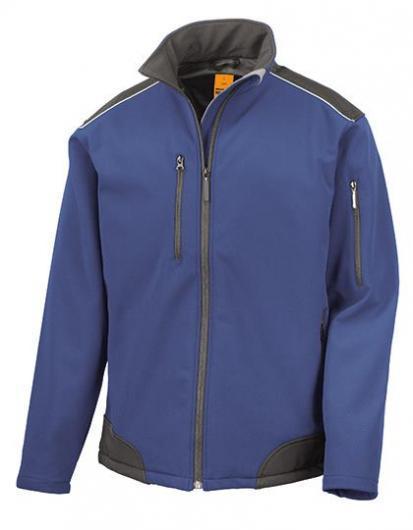 RESULT WORK-GUARD RT124 Ripstop Soft Shell Workwear Jacket With Cordura Panels-Royal/Black