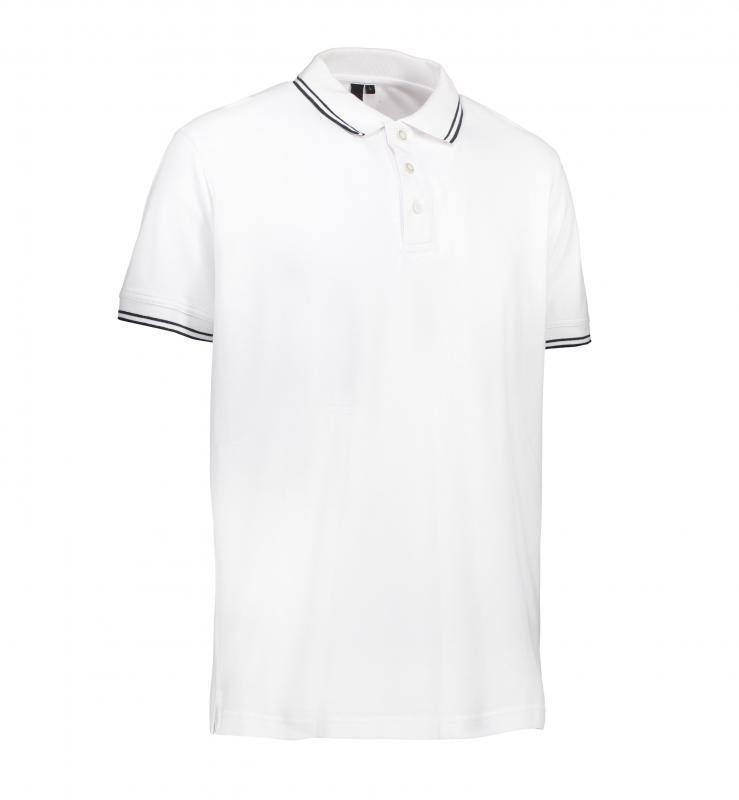 Męska kontrastowa koszulka polo stretch ID 0522-White
