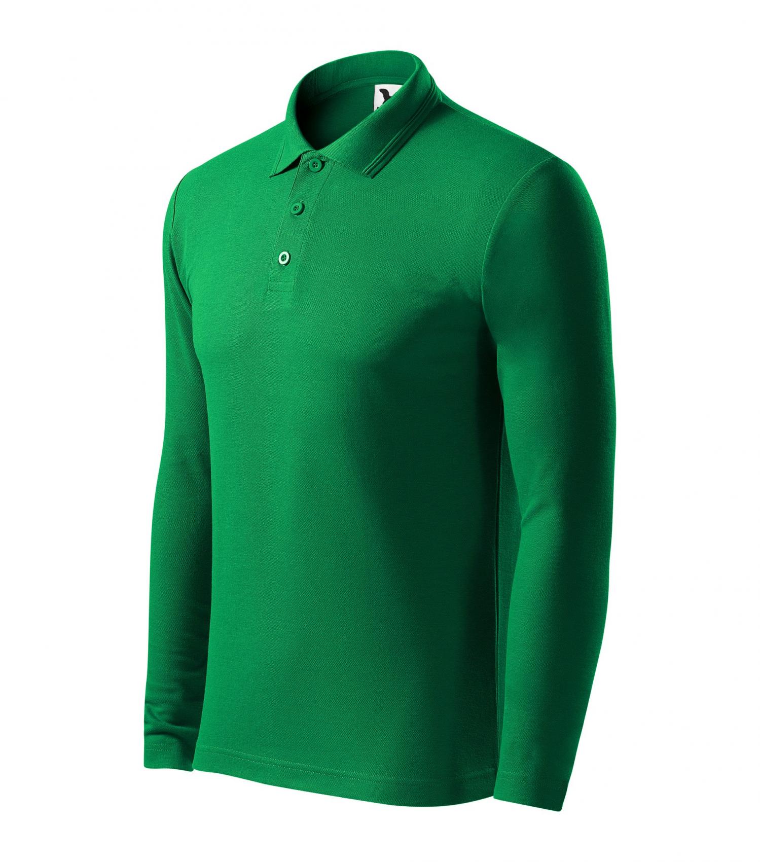 Męska koszulka polo MALFINI Pique Polo LS 221-zieleń trawy
