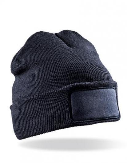 RESULT GENUINE RECYCLED RT927 Recycled Double Knit Printers Beanie-Navy