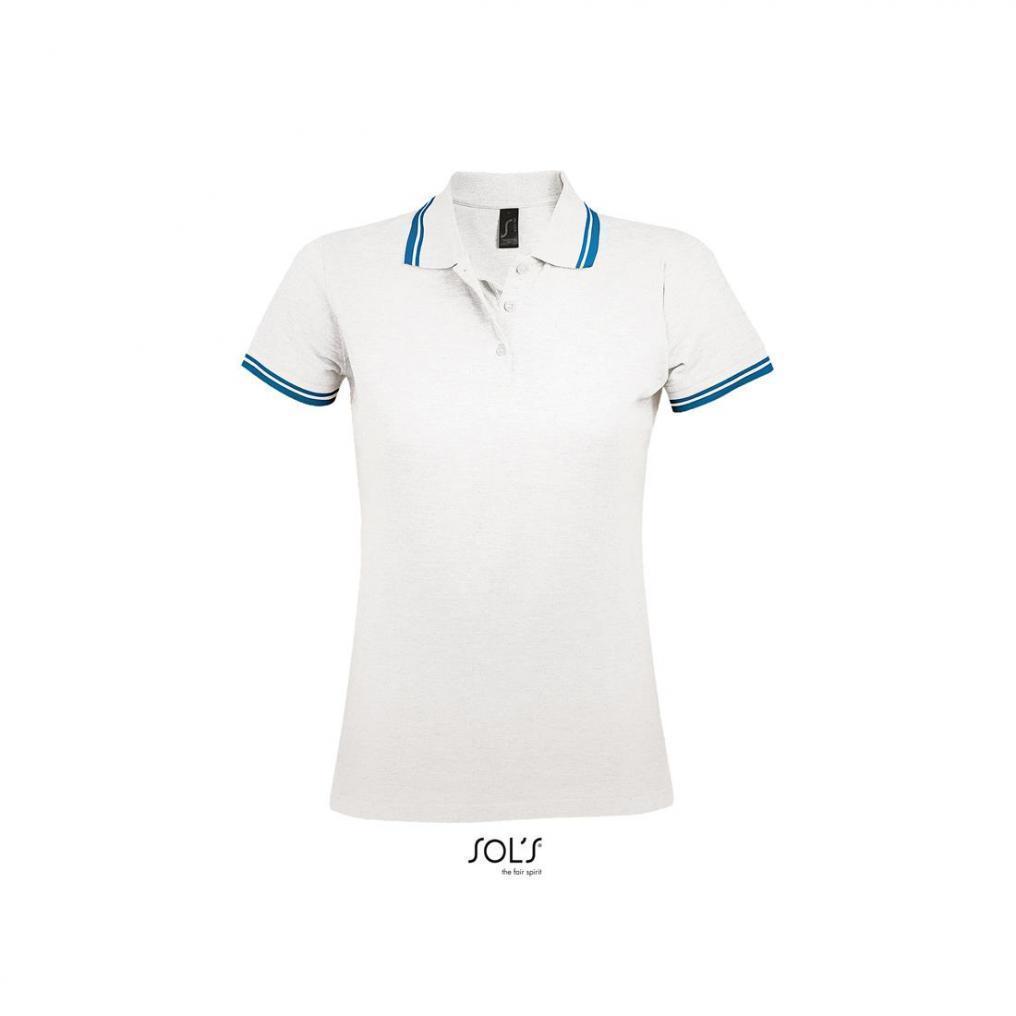 Damska kontrastowa koszulka polo SOL'S PASADENA WOMEN-White / Aqua