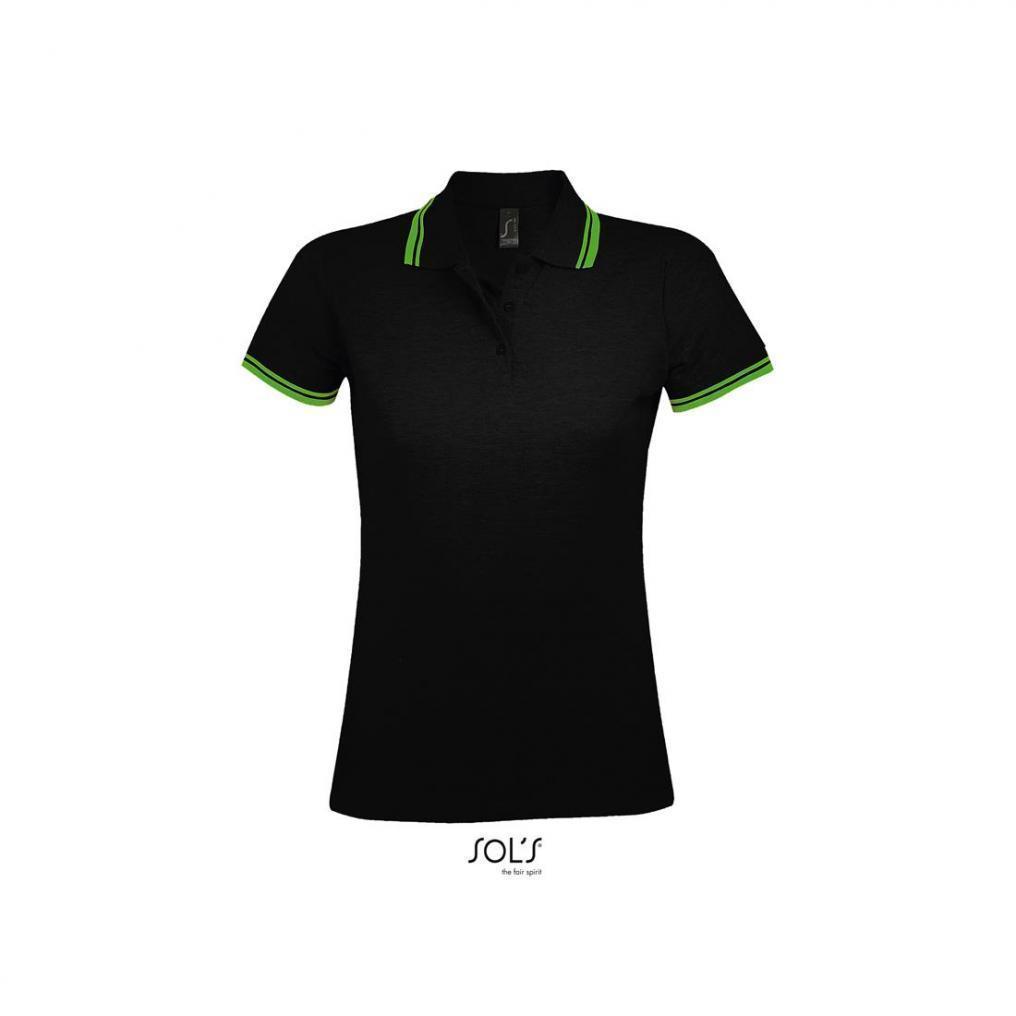 Damska kontrastowa koszulka polo SOL'S PASADENA WOMEN-Black / Lime