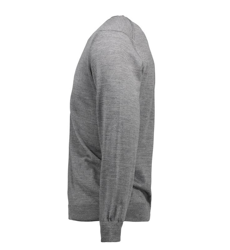 Męski sweter merynosowy V-neck ID 0640-Grey melange