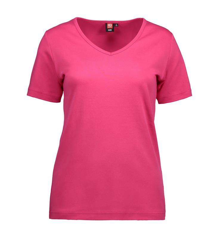 Damska koszulka ID Interlock V-neck 0506-Pink