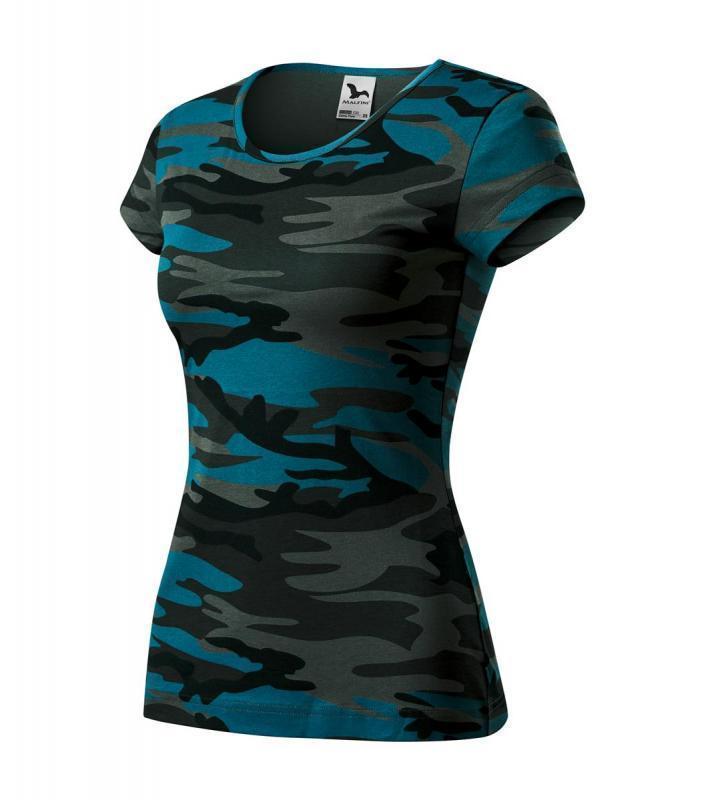 Damska koszulka MALFINI Camo Pure C22-camouflage petrol