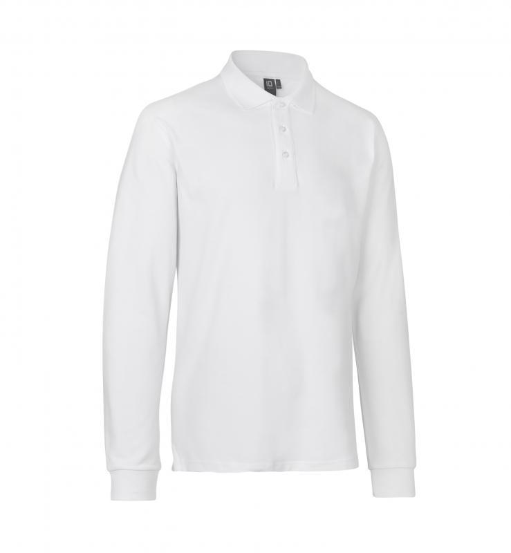 Męska koszulka polo z długim rękawem stretch ID 0544-White