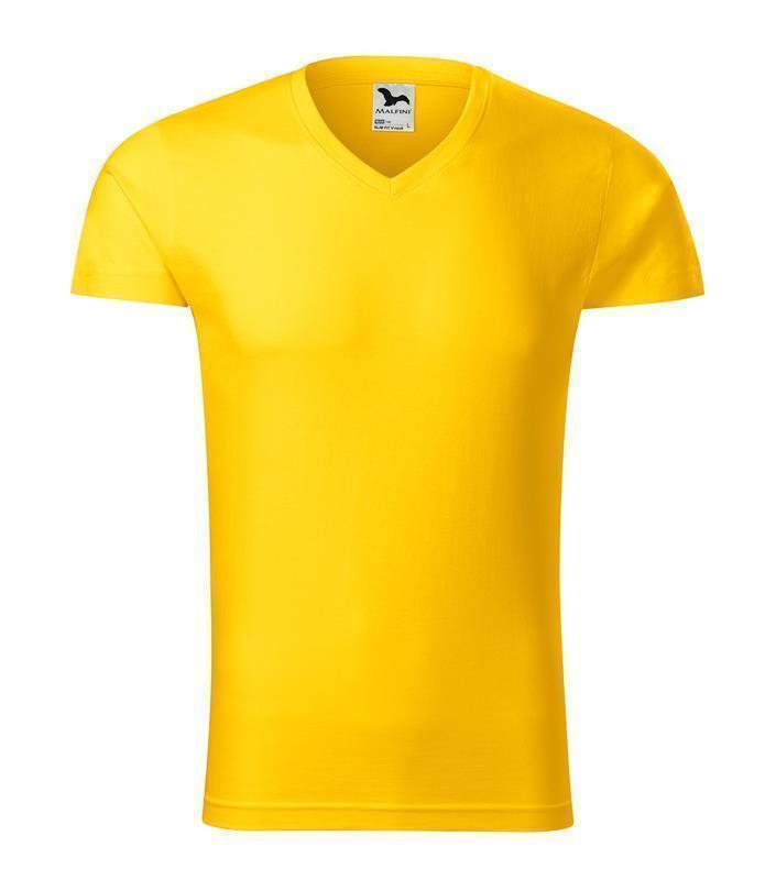 Koszulka męska MALFINI Slim Fit V-neck 146-żółty