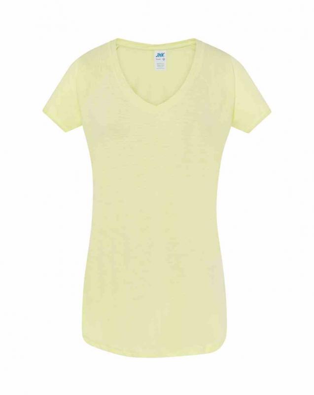 Damski t-shirt V-neck JHK TSUL SLB-Light yellow neon