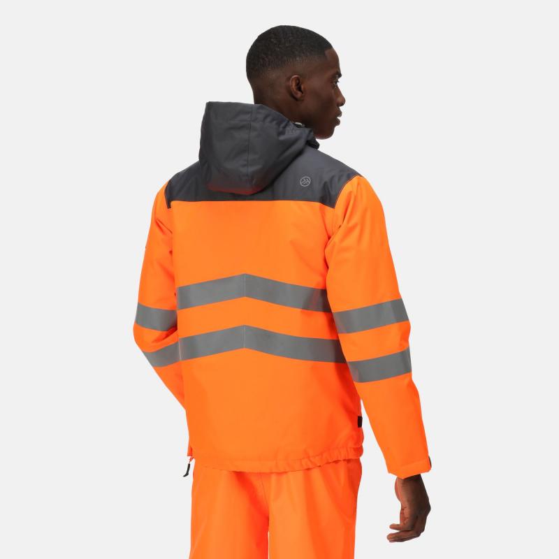 Wodoodporna kurtka ostrzegawcza Regatta Professional TACTICAL HI-VIS BOMBER-Orange/Grey