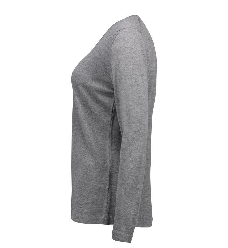 Damski sweter merynosowy V-neck ID 0641-Grey melange