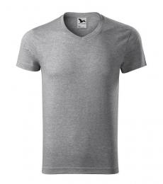 Koszulka męska MALFINI Slim Fit V-neck 146-ciemnoszary melanż