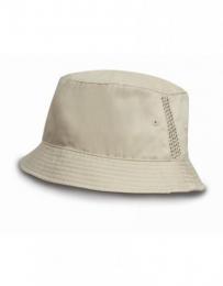 RESULT HEADWEAR RH45 Deluxe Washed Cotton Bucket Hat With Side Mesh Panels-Natural