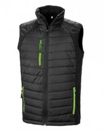RESULT GENUINE RECYCLED RT238 Recycled Black Compass Padded Softshell Gilet-Black/Lime