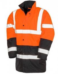 RESULT SAFE-GUARD RT452 Motorway 2-Tone Safety Coat-Fluorescent Orange/Black