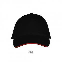 5-panelowa czapka z daszkiem SOL'S LONG BEACH-Black / Red
