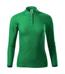 Damska koszulka polo z długim rękawem MALFINI Pique Polo LS 231-zieleń trawy