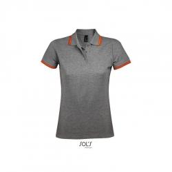 Damska kontrastowa koszulka polo SOL'S PASADENA WOMEN-Melange grey / Orange