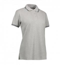Damska koszulka polo kontrastowa stretch ID 0523-Grey melange