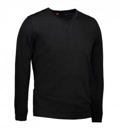 Męski sweter merynosowy V-neck ID 0640-Black
