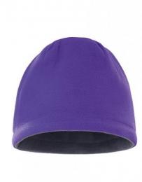 RESULT WINTER ESSENTIALS RC374 Reversible Fleece Skull Hat-Purple/Charcoal Grey