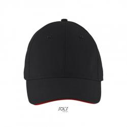 6-panelowa czapka z daszkiem SOL'S SOLAR-Black / Red