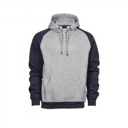 TEE JAYS Two-Tone Hooded Sweatshirt TJ5432-Heather Grey/Navy