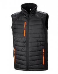 RESULT GENUINE RECYCLED RT238 Recycled Black Compass Padded Softshell Gilet-Black/Orange