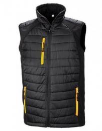 RESULT GENUINE RECYCLED RT238 Recycled Black Compass Padded Softshell Gilet-Black/Yellow