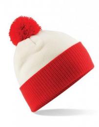 BEECHFIELD B451 Snowstar® Two-Tone Beanie-Off White/Bright Red