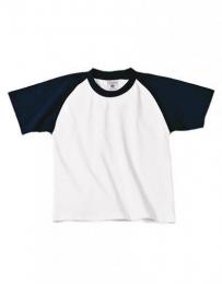 B&C Kids´ T-Shirt Base-Ball– White/Navy