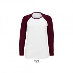 Damska koszulka z długim rękawem SOL'S MILKY LSL-White / Burgundy