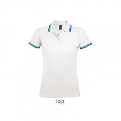 Damska kontrastowa koszulka polo SOL'S PASADENA WOMEN-White / Aqua