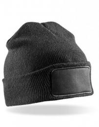 RESULT GENUINE RECYCLED RT927 Recycled Double Knit Printers Beanie-Black