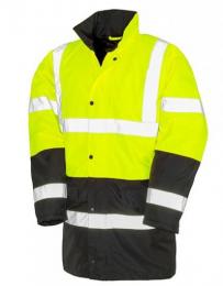 RESULT SAFE-GUARD RT452 Motorway 2-Tone Safety Coat-Fluorescent Yellow/Black