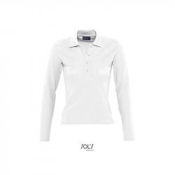Damska koszulka polo z długim rękawem SOL'S PODIUM-White