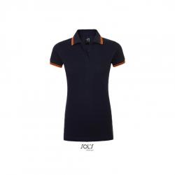 Damska kontrastowa koszulka polo SOL'S PASADENA WOMEN-French navy / Neon orange
