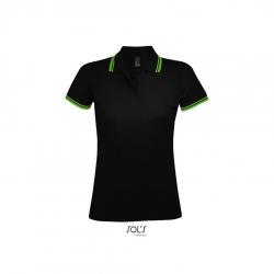 Damska kontrastowa koszulka polo SOL'S PASADENA WOMEN-Black / Lime