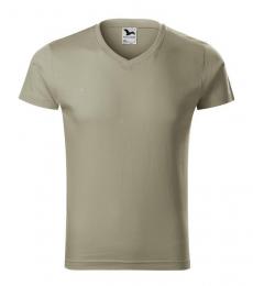 Koszulka męska MALFINI Slim Fit V-neck 146-jasny khaki