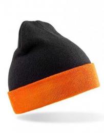 RESULT GENUINE RECYCLED RT930 Recycled Black Compass Beanie-Black/Orange