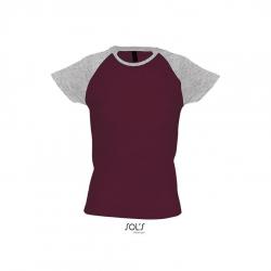 Kontrastowa koszulka damska SOL'S MILKY-Grey melange / Burgundy