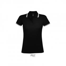 Damska kontrastowa koszulka polo SOL'S PASADENA WOMEN-Black / White