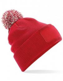 BEECHFIELD B443 Snowstar® Patch Beanie-Classic Red/Off White