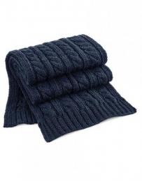BEECHFIELD B499 Cable Knit Melange Scarf-Navy