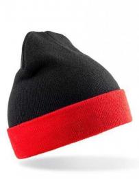 RESULT GENUINE RECYCLED RT930 Recycled Black Compass Beanie-Black/Red